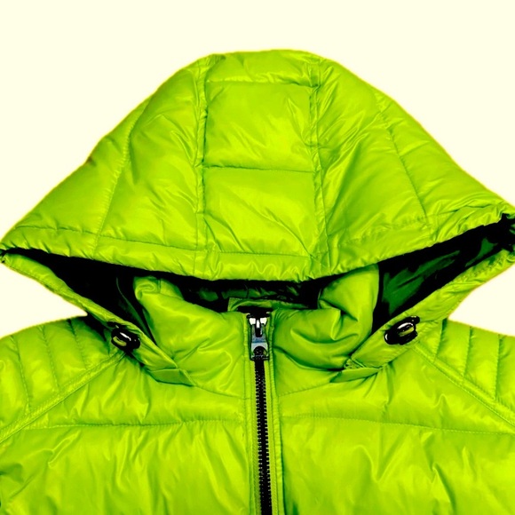 🧥🎿 GUESS Neon Green‎ Quilted Puffer Jacket | Sz M | Hooded Ski Snowboard USA - Picture 4 of 10